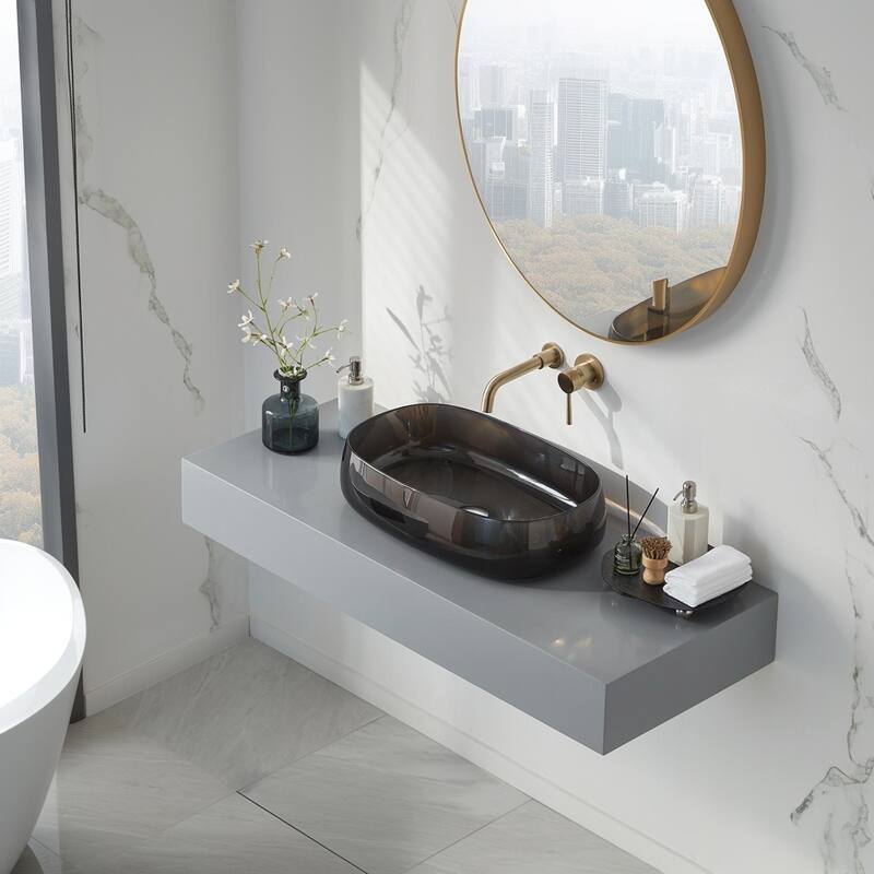 Modern Translucent Bathroom Sink with Durable Resin Construction and Stylish Design