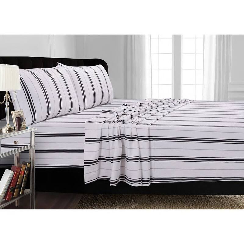 Flannel 170-GSM Printed Extra Deep Pocket Bed Sheet Set