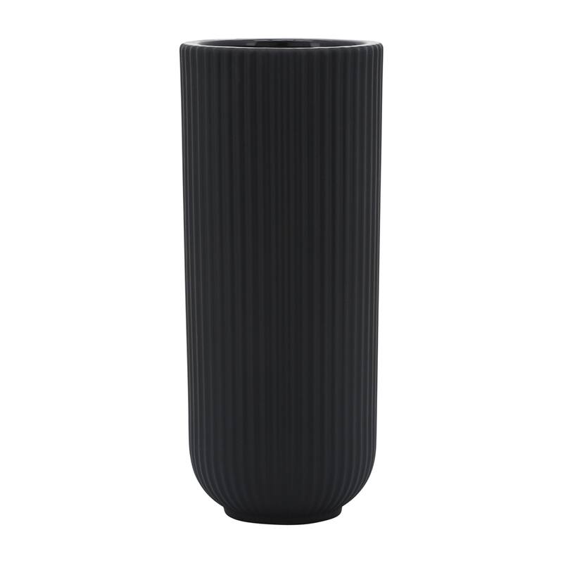 Sagebrook Home Ceramic Ridged Vase Classic Decorative Vase for Home or Office Flower Display