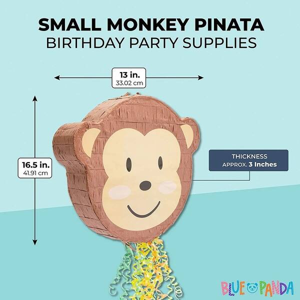 Small Monkey Pull String Pinata for Animal Safari Birthday Party (16.8 ...