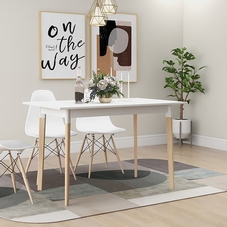 Modern Rectangular Top Dining Table with Solid Wood Legs - Bed Bath ...