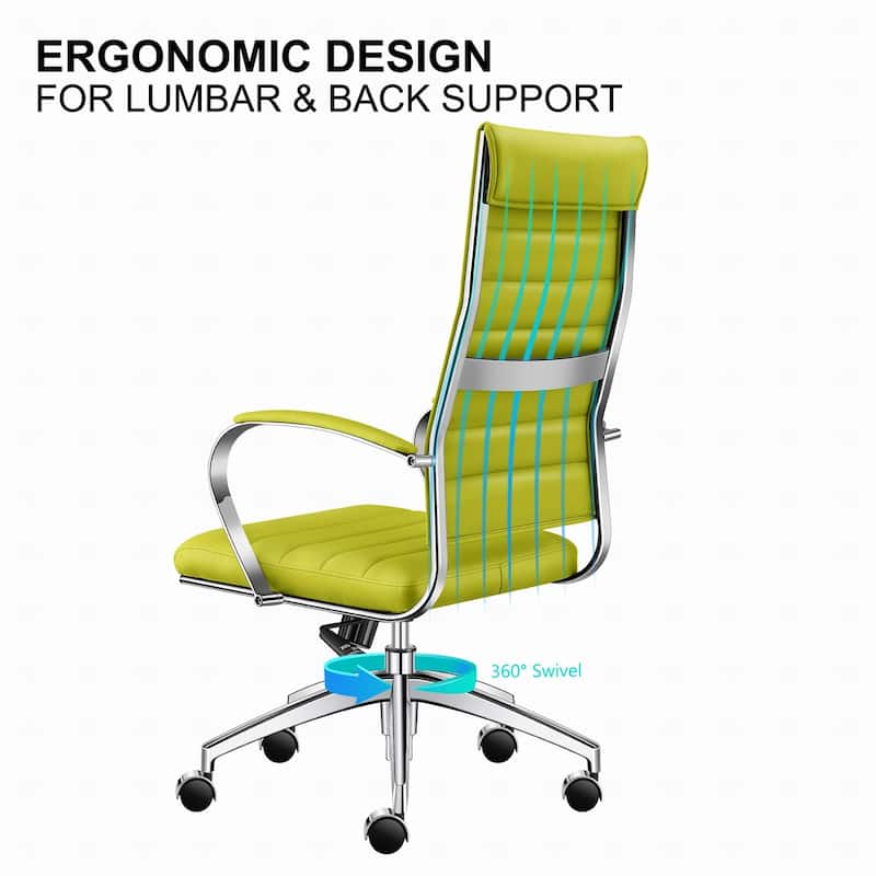 LUXMOD® Office Chair Faux Leather Silver Frame Adjustable and Swivel
