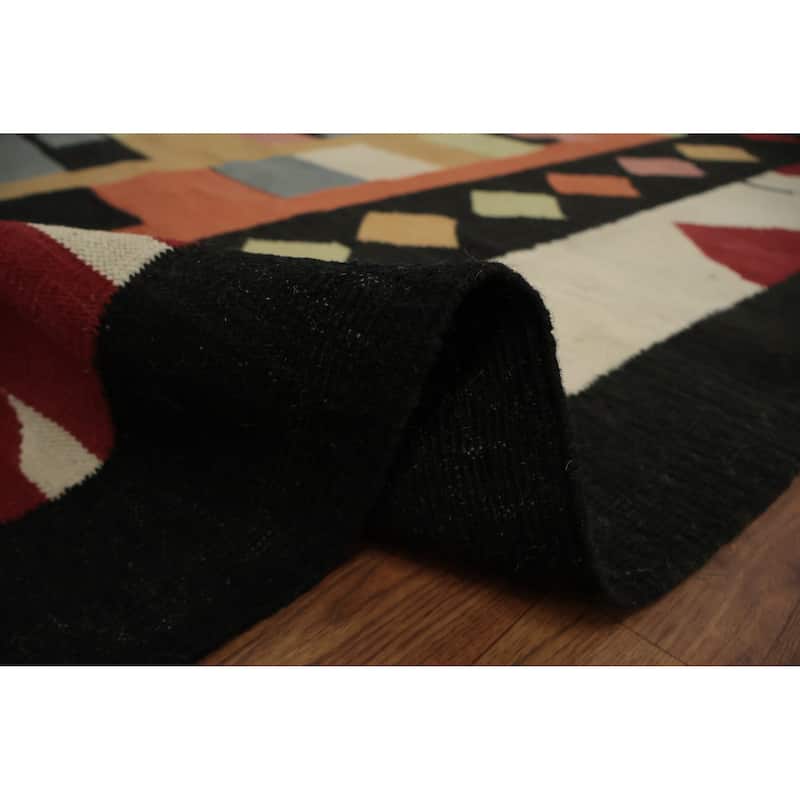 Hand Woven Oriental 100% Wool Carpet Southwestern Tribal Multi-Colored Kilim Area Rug - 12' 0'' X 8' 7''