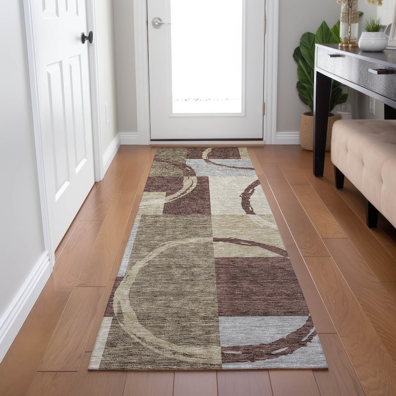 Machine Washable Indoor/ Outdoor Contemporary Chantille Rug