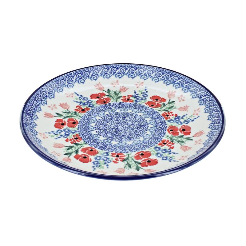 Blue Rose Polish Pottery Ceramika Artystyczna Dessert Plate - Dreaming of Poppies