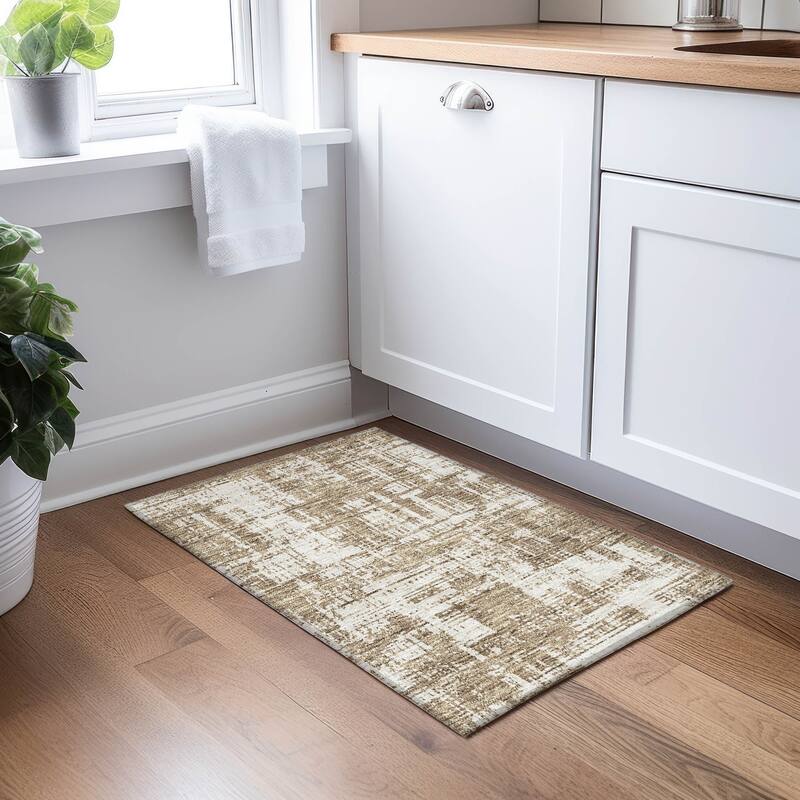 Machine Washable Indoor/ Outdoor Chantille Abstract Solid Rug