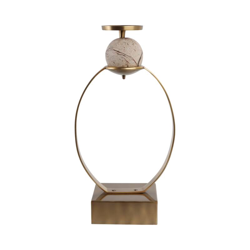 Candle Holder - Metal with Marble Sphere