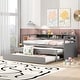 preview thumbnail 18 of 26, Twin XL Size Wood Daybed with 2 Trundles, 3 Storage Cubbies, 1 Light for Free and USB Charging Design Creative Triple Bunk