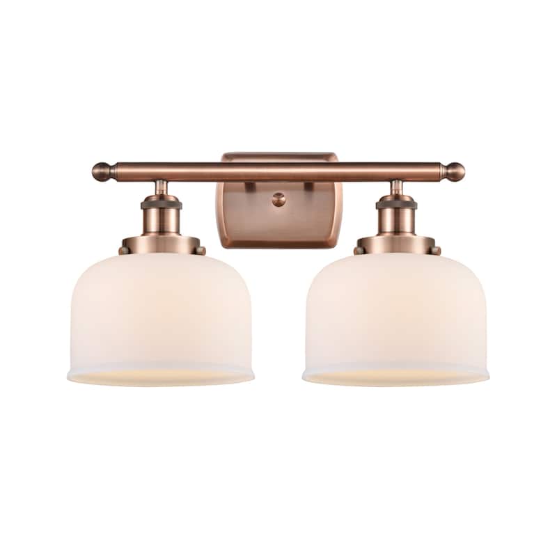 Innovations Lighting 916-2W-13-18 Bell Vanity Bell 2 Light 18" Wide - Antique Copper / Matte White