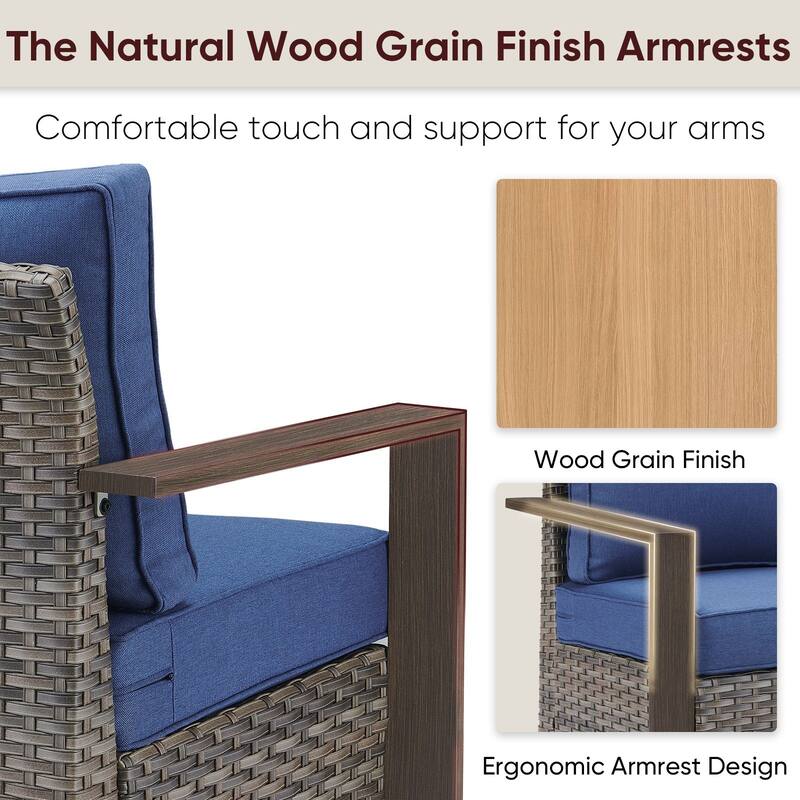 Outdoor Swivel Chair with Thick Cushion
