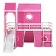 preview thumbnail 5 of 5, Pink Castle Bunk Bed with Slide, Tent and Tower, Full-Length Guardrail