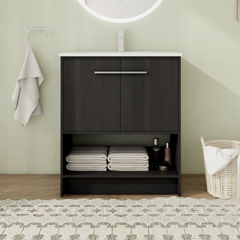30"/36" FreeStanding Bathroom Vanity with Sink, Floor Stand Bathroom Vanity with Soft Close Door