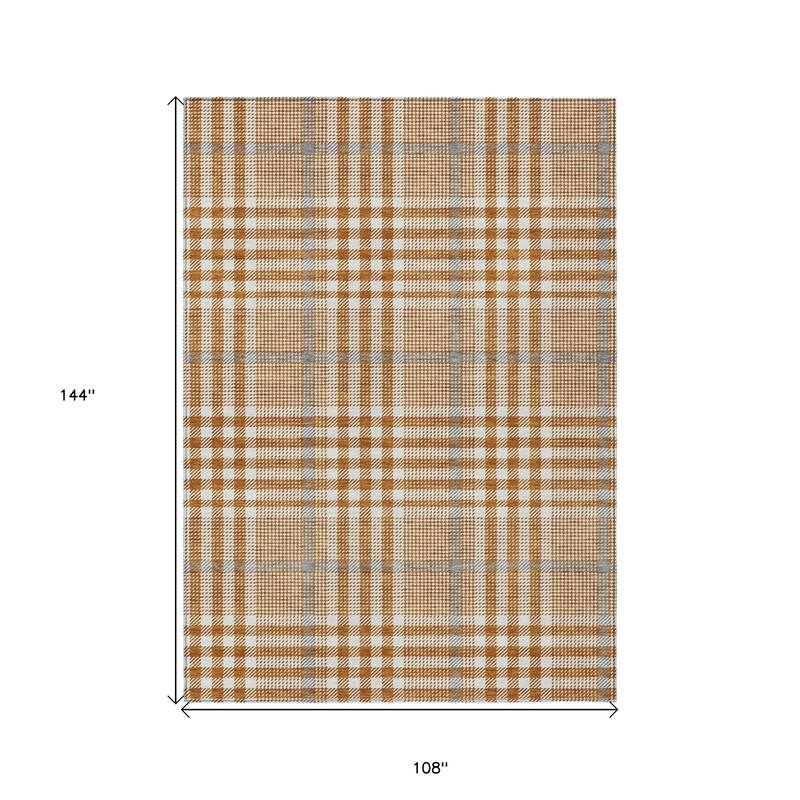 HomeRoots Plaid Transitional Rectangle Outdoor Rug