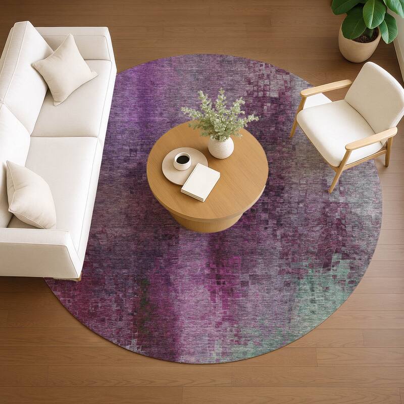 Machine Washable Indoor/ Outdoor Abstract Ombre Chantille Rug