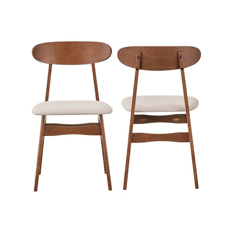 Rocco Dining Chair Set of 2, Curved Oval Backrest, Brown Rubberwood