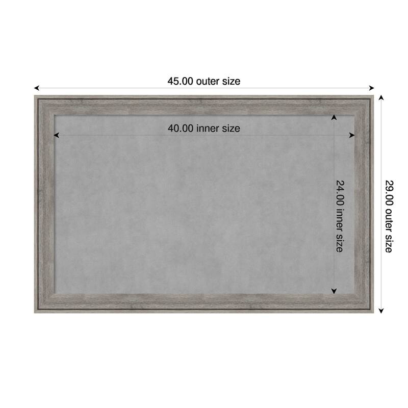 Amanti Art Regis Barnwood Grey Framed Magnetic Board - Board Size 40x24