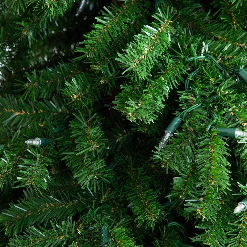 Pre-Lit Santa's Hat Artificial Pine Christmas Tree - 7’ - Warm White LED Lights - 7 Foot
