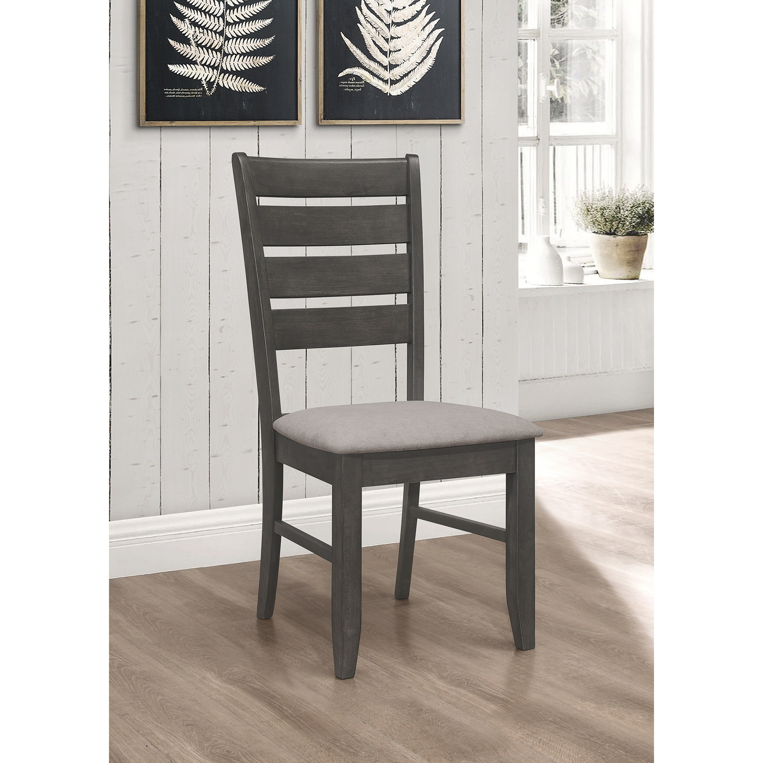 Dexter Grey and Dark Grey Padded Seat Side Chair Set of 2 On