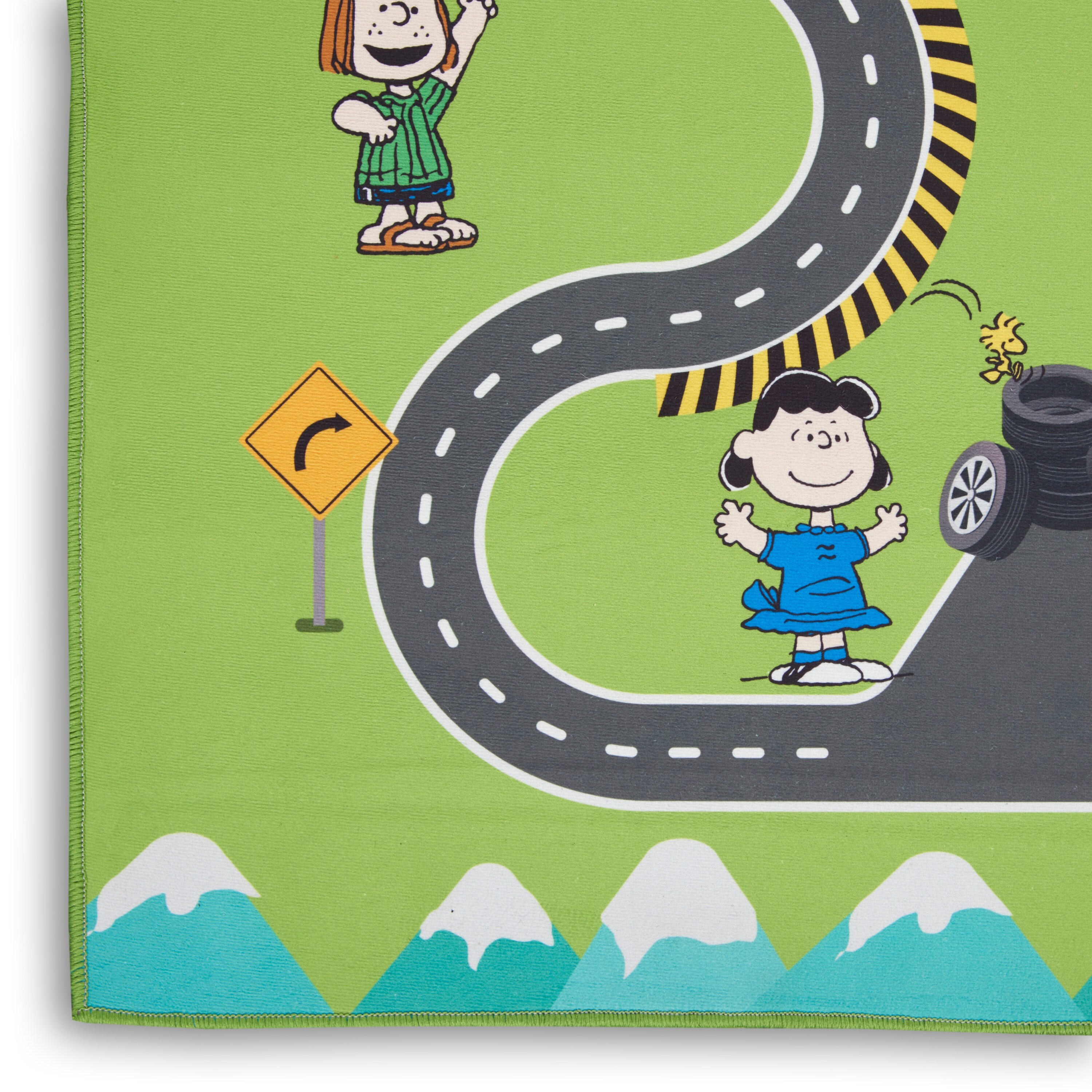 Snoopy Peanuts Race Track Cars Machine Washable Kids Area Rug - 3
