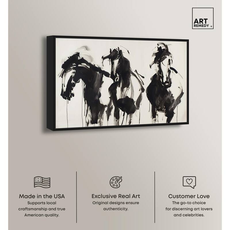 Horses in Ink Canvas by Art Remedy