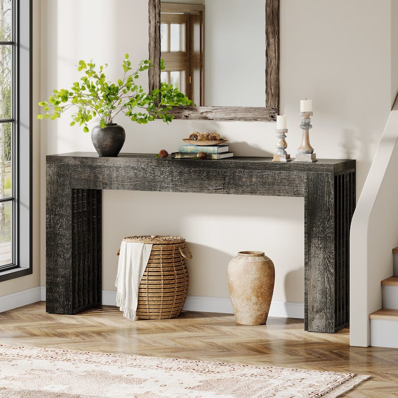 59'' Farmhouse Wood Console Sofa Accent Table for Entryway Foyer