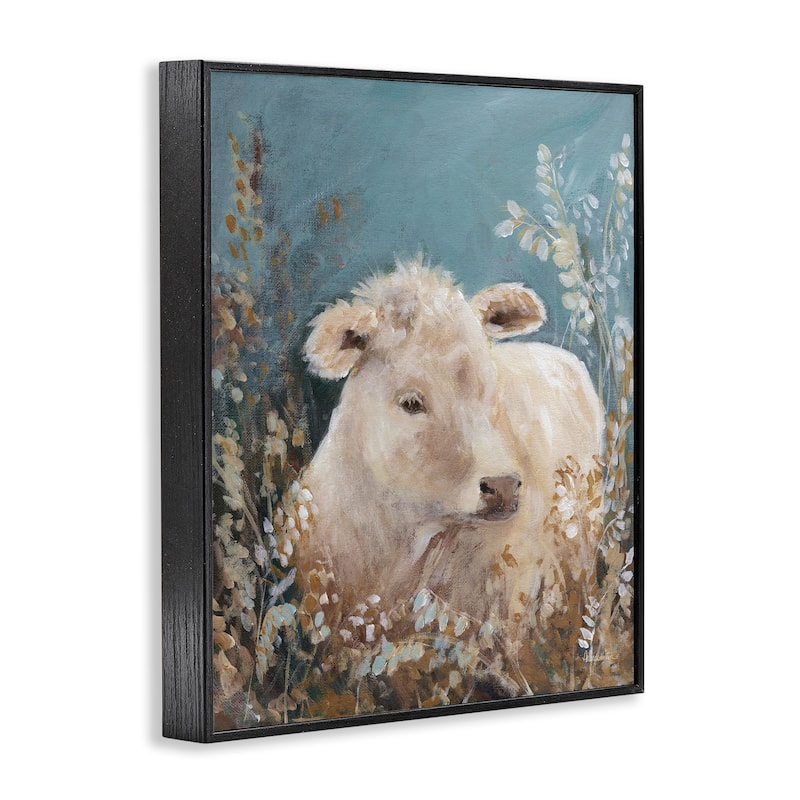 Stupell Soft Cattle Amongst Florals Framed Giclee Art Design By Amanda Hilburn