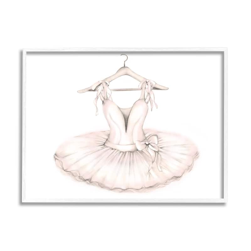 Stupell Ballerina Tutu on Hanger Pink Ballet Dance Outfit Framed Wall Art