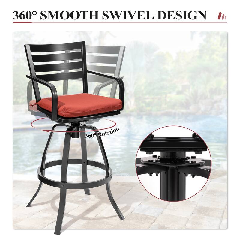 3/5-Piece Outdoor Bar Stool Set Aluminum Swivel Bar Stools with Sunbrella Cushion