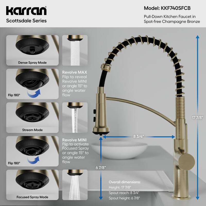 Karran Scottsdale Single Handle Commerical Pull-Down Sprayer Kitchen Faucet