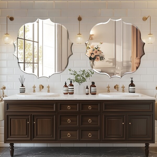 Irregular Bathroom Mirror Firm Wall Mount Vanity Mirror w/Beveled