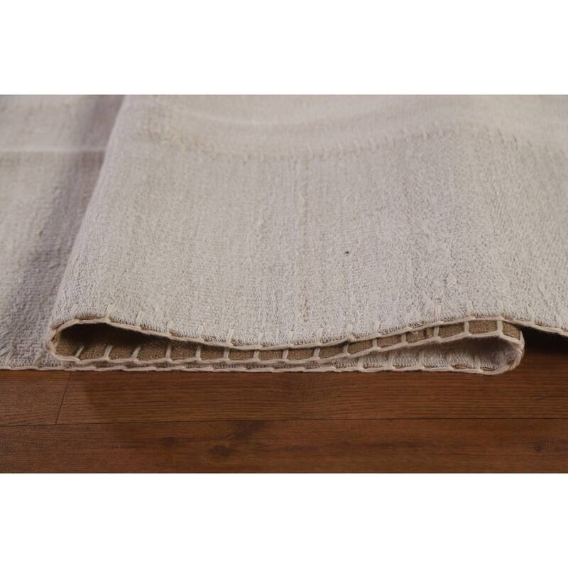 Earth Tone Kilim Turkish Area Rug Flatweave Geometric Silk Carpet - 9'9"x 13'0"