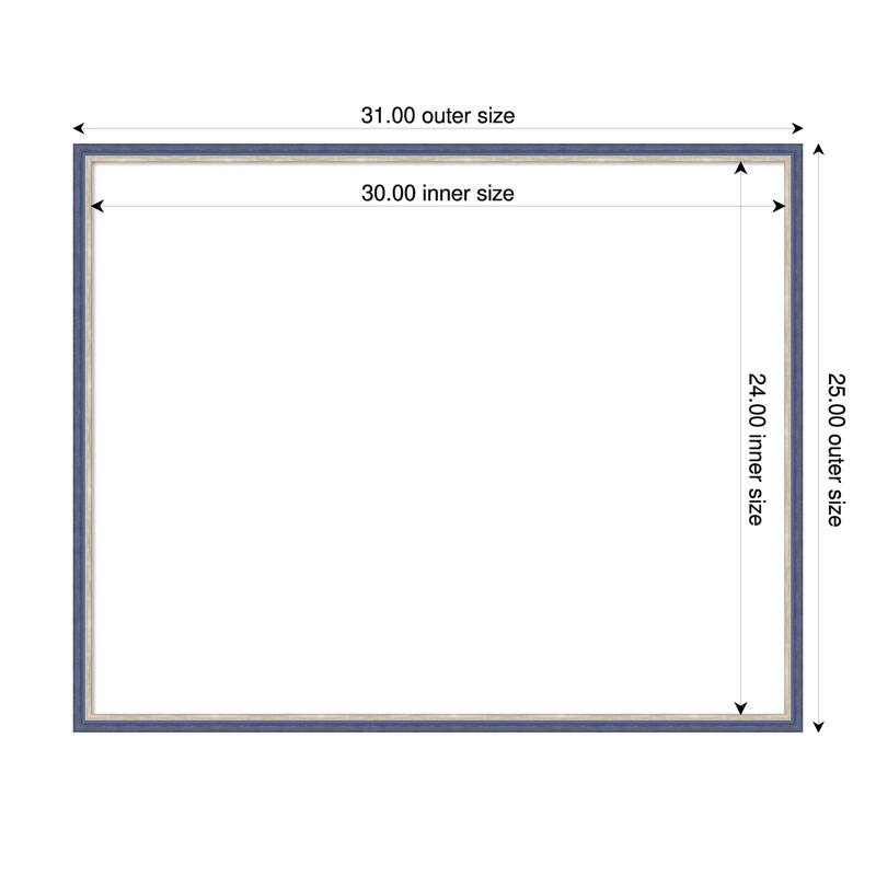 Amanti Art Theo Black Silver Narrow Framed Dry Erase Magnetic Board - 31 x 25 in - Theo Blue Narrow