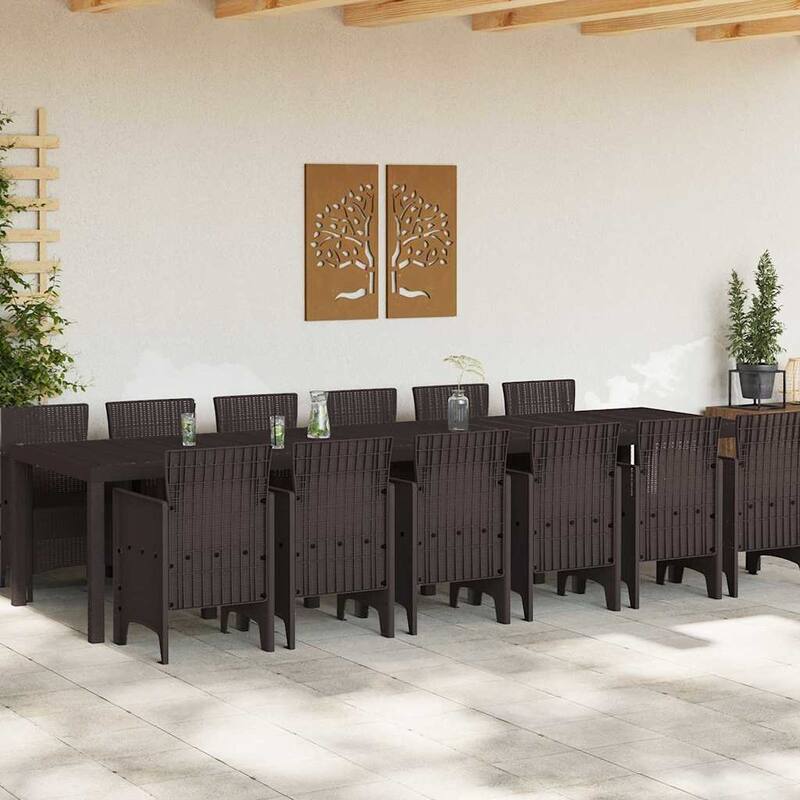 vidaXL Garden Dining Set 15 pcs Poly rattan - 39 x 138 x 29