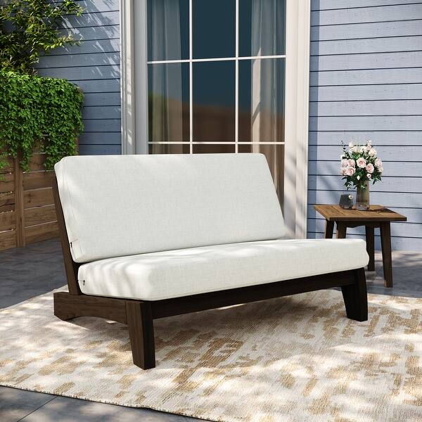 Outdoor Wood Club Chairs Set Loveseat with Cushion
