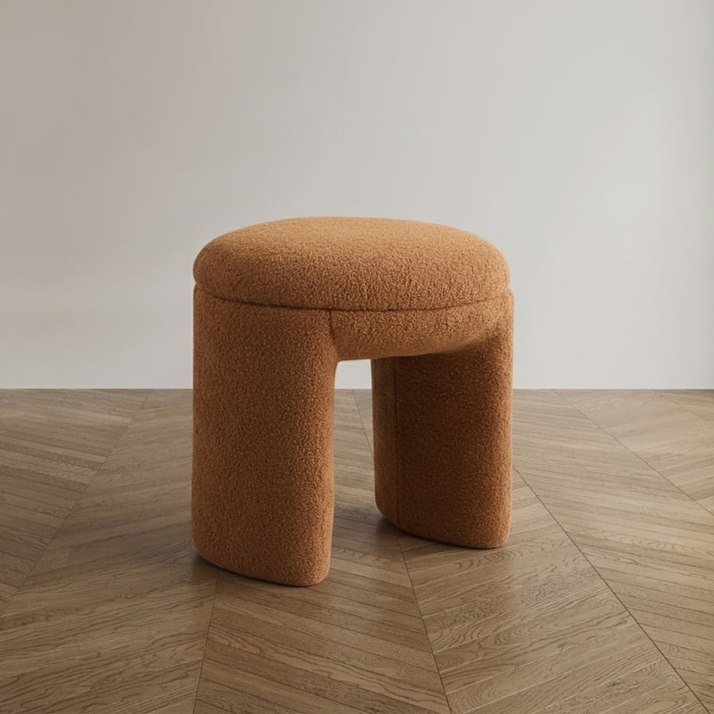 Furniture of America Emery Modern 18-inch U-Shaped Upholstered Ottoman - Saddle Brown