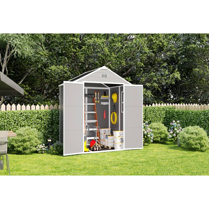 Resin Storage Shed with Lockable Door Weatherproof Garden Shed Tool Shed Pet Shed Rust-proof, UV-proof - Grey