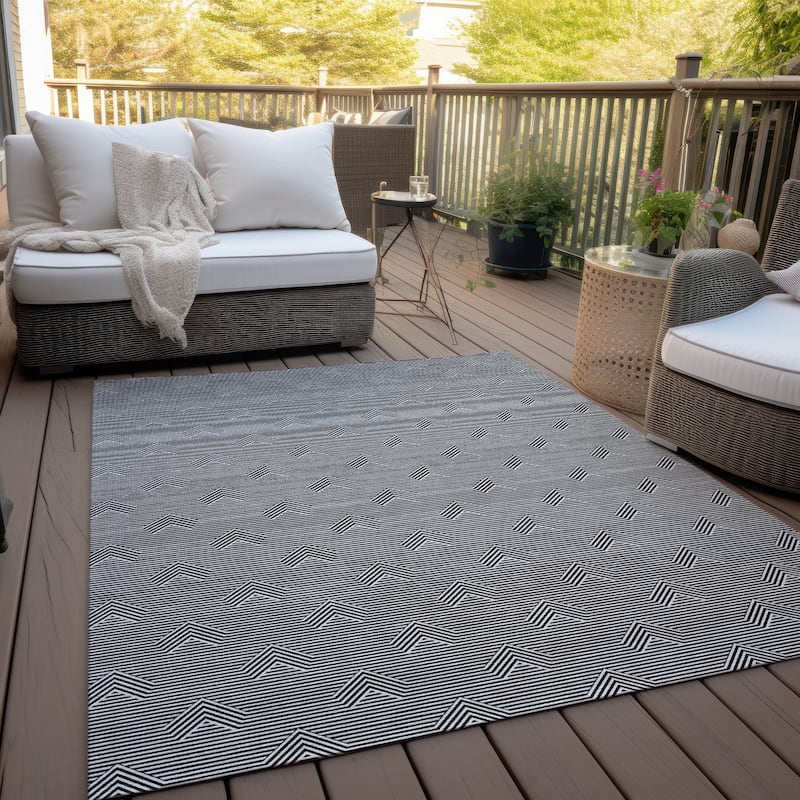 Machine Washable Indoor/ Outdoor Chantille Contemporary Stripe Rug