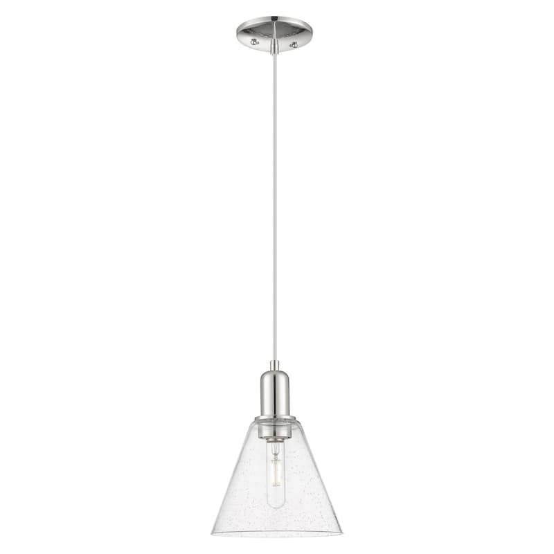 Innovations Lighting Endless Possibilities Arcadia - Berkshire Glass - 1 Light 8" Cord Hung Mini Pendant - Polished Nickel/Seedy