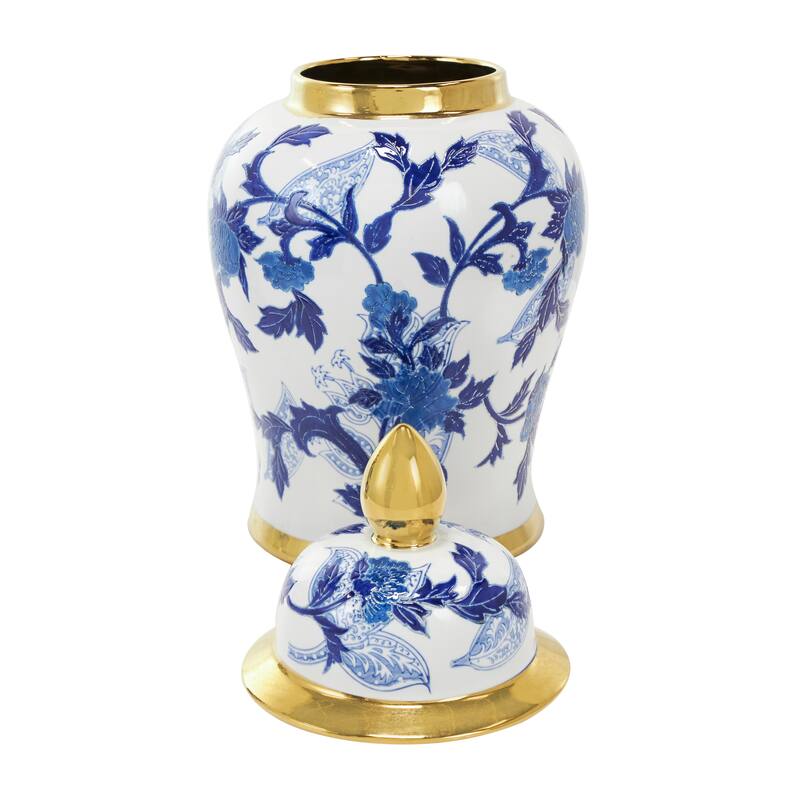 Blue Ceramic Floral Decorative Jars
