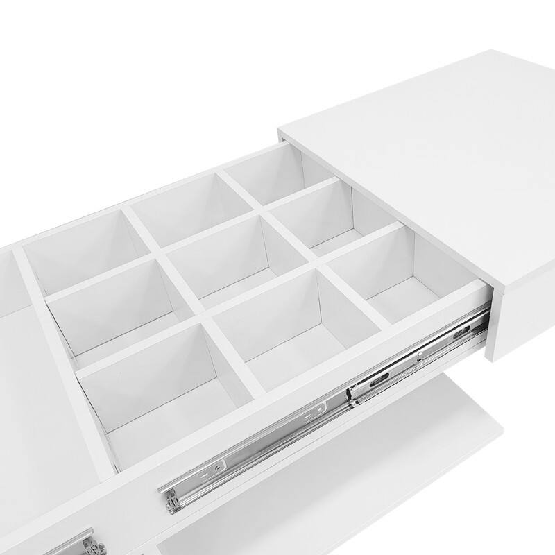 41.3''-76.7'' Extendable Coffee Table, Efficient Central Coffee Table with Multiple Storage Compartments
