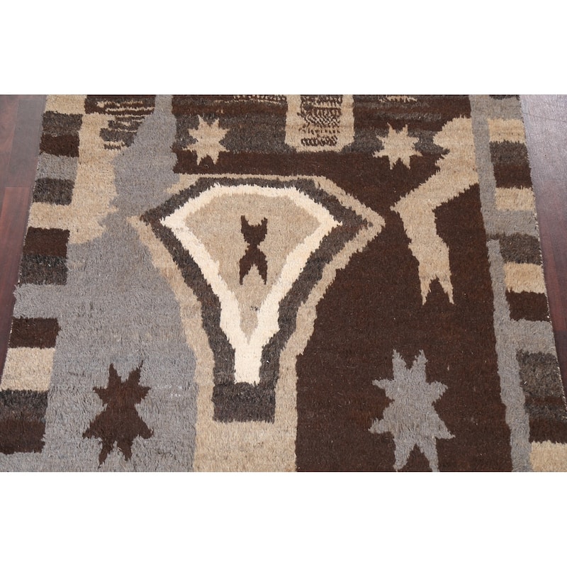 Abstract Moroccan Oriental Wool Area Rug Hand-knotted Bedroom Carpet - 5'9" x 9'6"