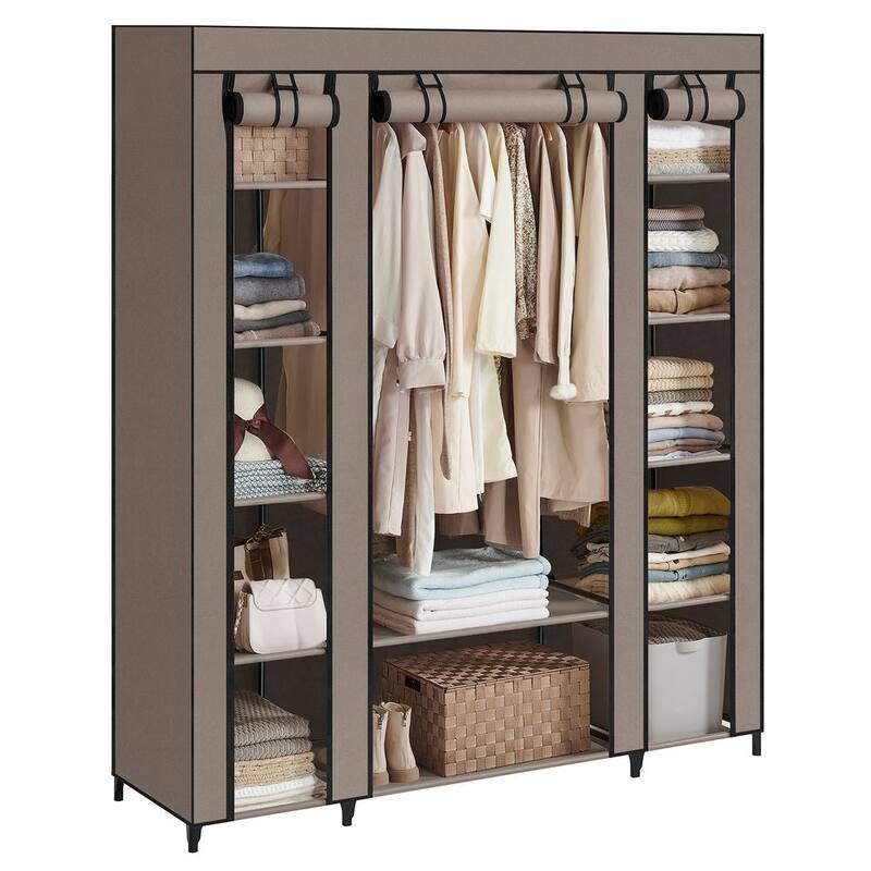 59" Freestanding Clothes Storage Wardrobe with Shelves and Rod Non-Woven Fabric Closet Organizer - 59" x 17.7" x 69"