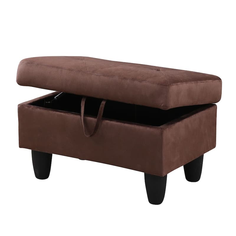 Chocolate Velvet Storage Ottoman Rectangle Footstool
