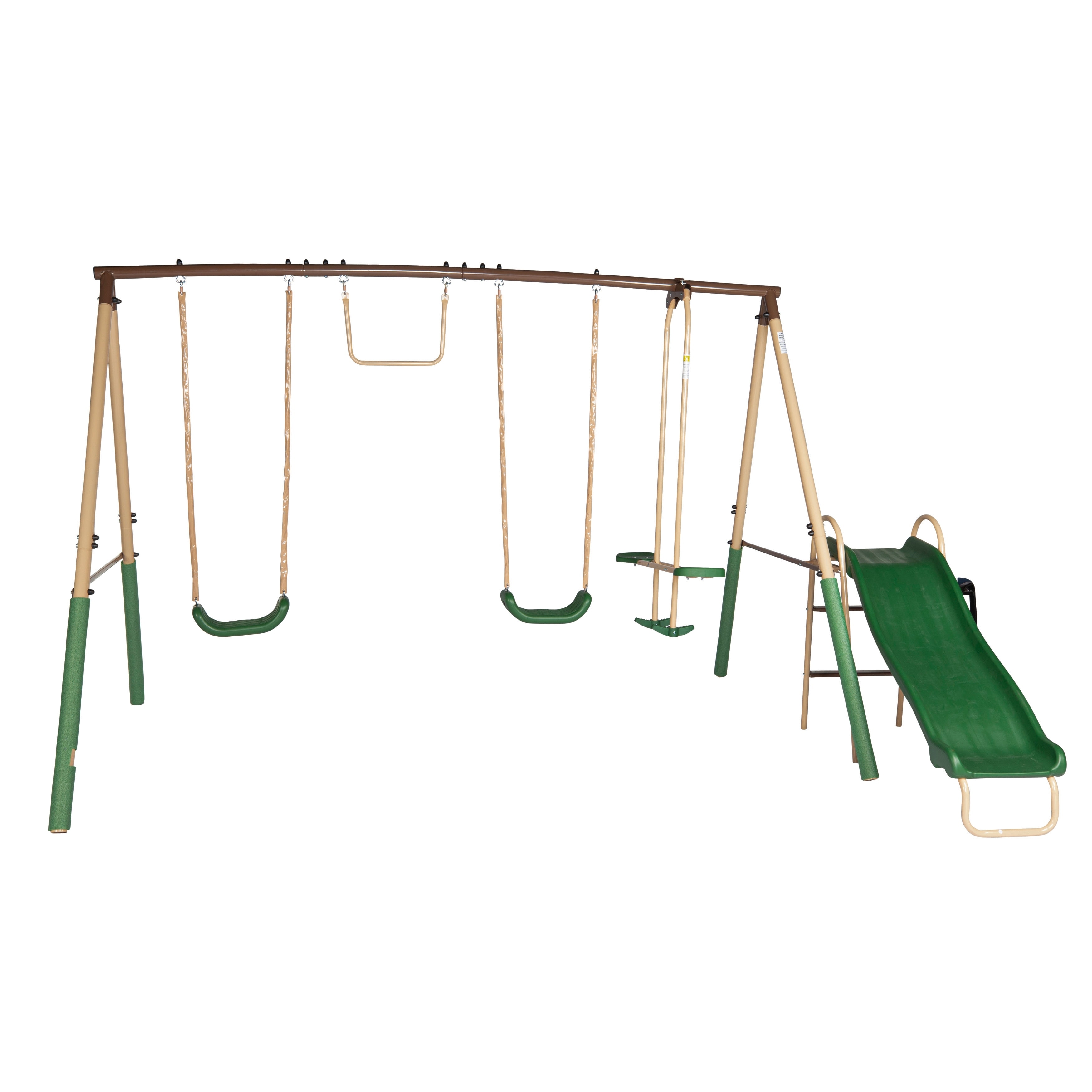 Green Rebo Active Kids Range Wooden Swing with Seat Trapeze Bar and Slide 