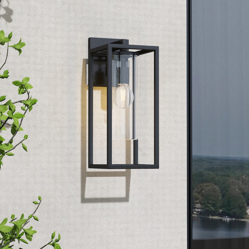 Metal 1-Light Clear Glass Outdoor Wall Sconce Light