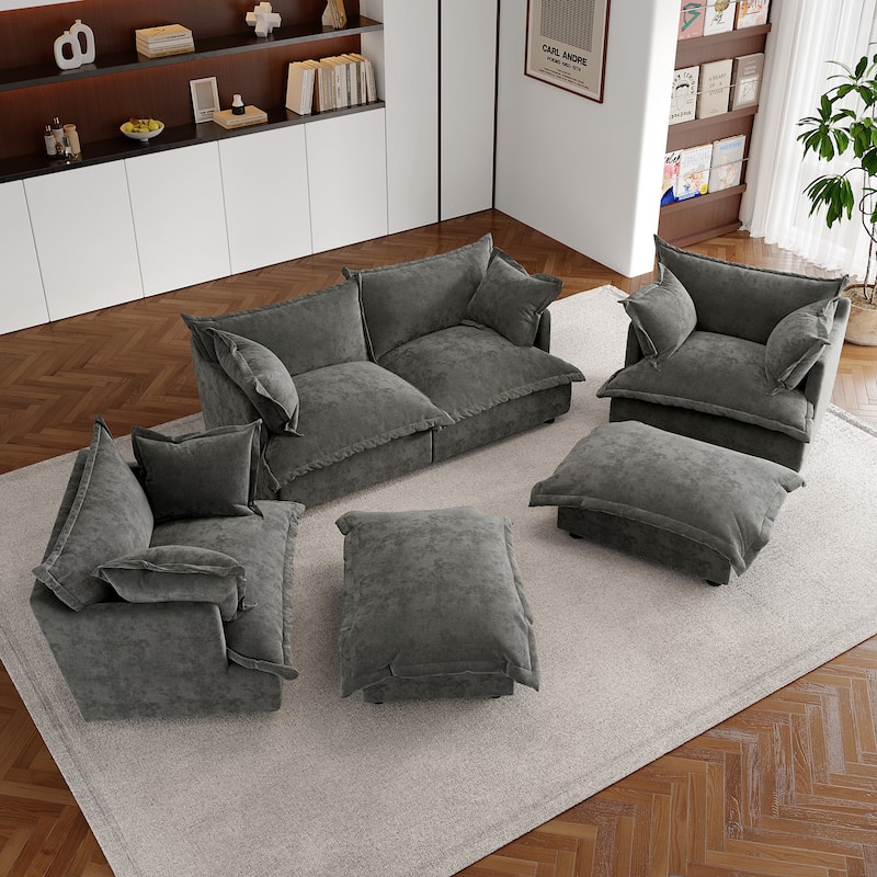 Double Layer Cushion Comfy Cloud Modular Sectional Sofa Set