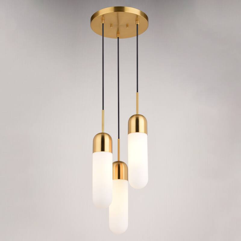 Thalia 3L Contemporary Pendant Light White Pill Glass