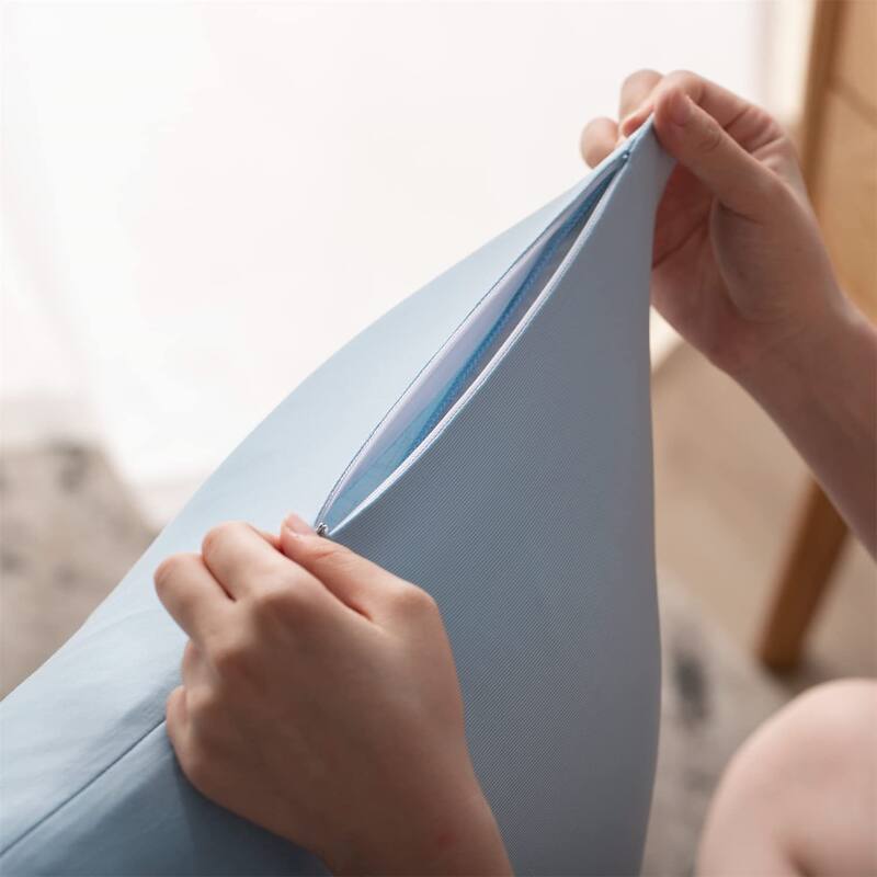 KASENTEX Soft Silky Zipper Cooling Pillow Case - Set of 2 Breathable Pillowcases for Hair and Skin