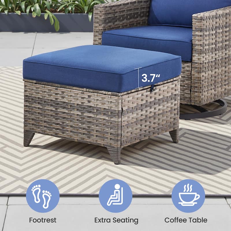 Pocassy Outdoor All-Weather Outdoor Sofa, Swivel Chair, Ottoman Sets