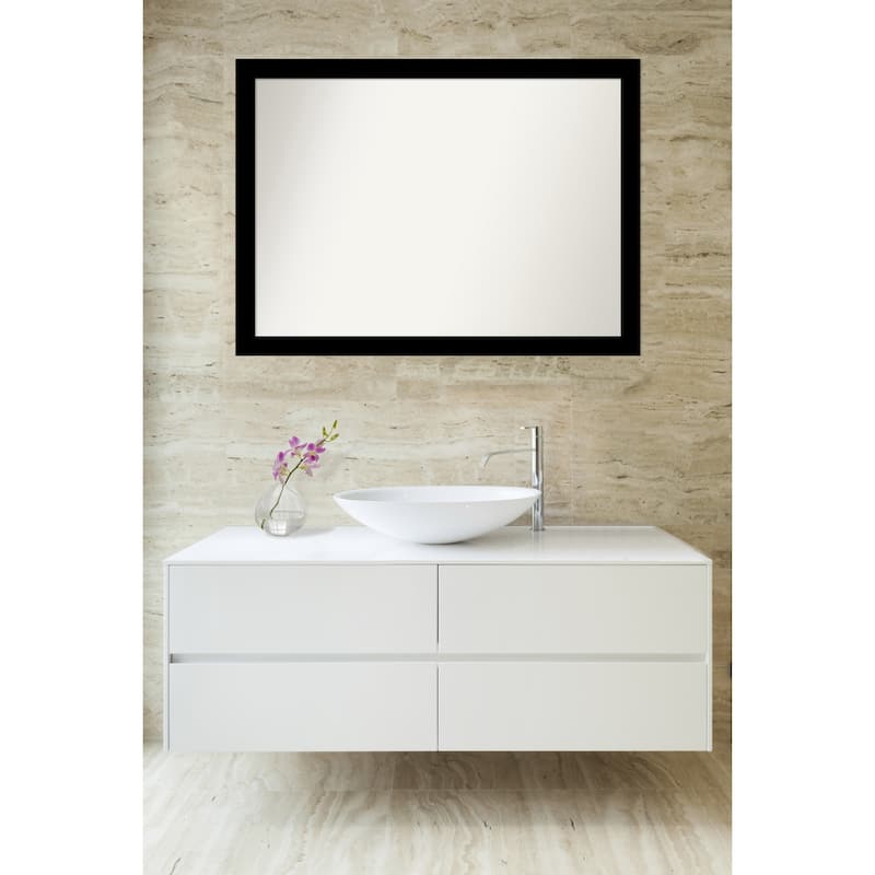 Brushed Non-Beveled Framed Bathroom Vanity Wall Mirror - Brushed Black